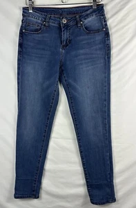 JagJeans Girlfriend Jeans Ankle Womens Size 4 Blue Faded Denim Floral Cuffs - Picture 1 of 11