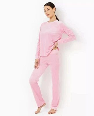 SALE New Lilly Pulitzer Dorsey Velour Pants Large Conch Shell Pink $98 NWT Cozy - Image 1 of 3