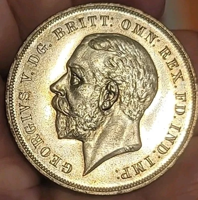 Gt.Britain 1935 Crown Soberb Gem Specimen Strike Mirror Fields LA - Imagem 1 de 4