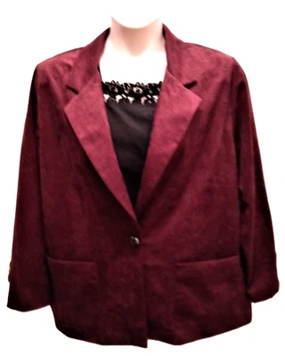 Blazer Anthony Richards L/S usado en excelente estado con bolsillos - piel de melocotón borgoña - para mujer talla 18 Foto 1 de 4