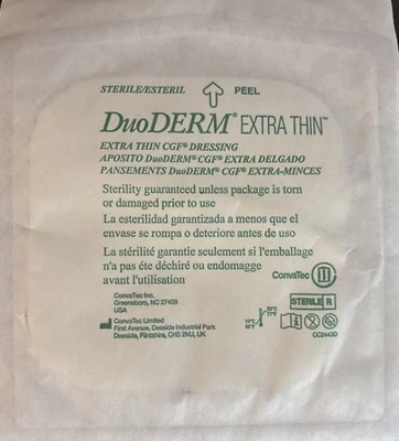 ConvaTec DuoDERM Extra Thin 4"x4" Self-Adhesive Dressing (187955) Lot Of 10 - Image 1 of 2