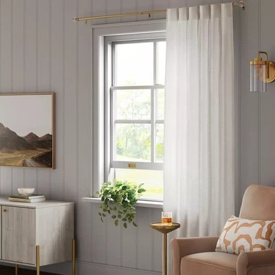 阈值滤光荔枝缎单象牙窗帘面板 34 x 84 — 第 1/4 张图片