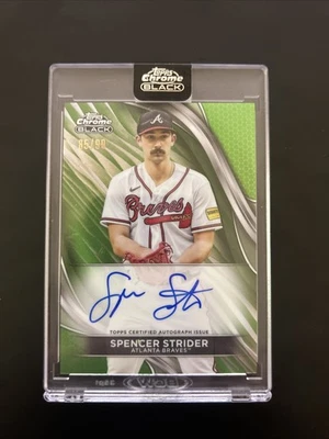 2024 Topps Chrome Black - Autographs Spencer Strider #CBA-SS Green Refractor /99 - Image 1 of 2