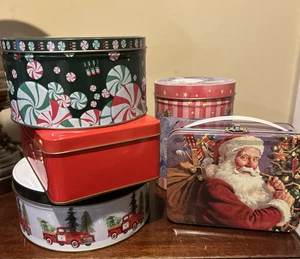 Lot of 5 Small Christmas Tins - Picture 1 of 16