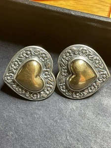 GORGEOUS RETIRED JAMES AVERY STERLING & 14K YG HEART OF GOLD EARRINGS - Picture 1 of 10