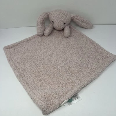 粉红色兔子兔子爱安全毯毛绒 Oeko Tex 婴儿玩具舒适 — 第 1/4 张图片