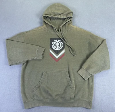 Element Sudadera con Capucha Para Hombres XL Verde Desteñido Envejecido Y2K Patinador Grunge Centro Comercial Foto 1 de 4