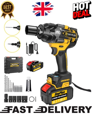DAYPLUS 2800Nm Cordless Electric Impact Wrench Drill 3 Speed Gun Ratchet Driver Battery
