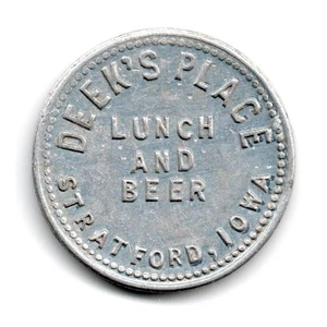 DEEK'S PLACE • GOOD FOR 5¢ IN TRADE • STRATFORD, IOWA, IA. • TC-285479 - Picture 1 of 2