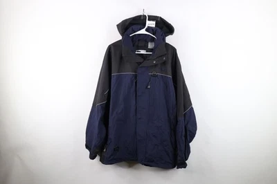 Vintage 90s Y2K Fila Mens Medium Spell Out Color Block Hooded Parka Jacket Blue - Image 1 of 4