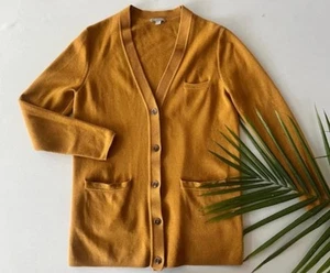 COS Mustard Yellow 100% Merino Wool Cardigan Size L Oversized - Picture 1 of 10