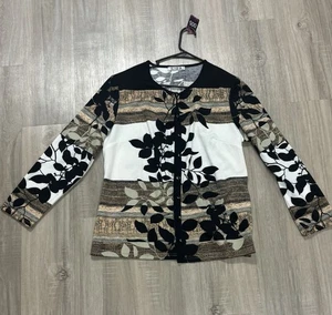 Giacca Cardigan Lida Caputo Boho Avena Beige Design Foglia Chiara Taglia XL - Foto 1 di 2