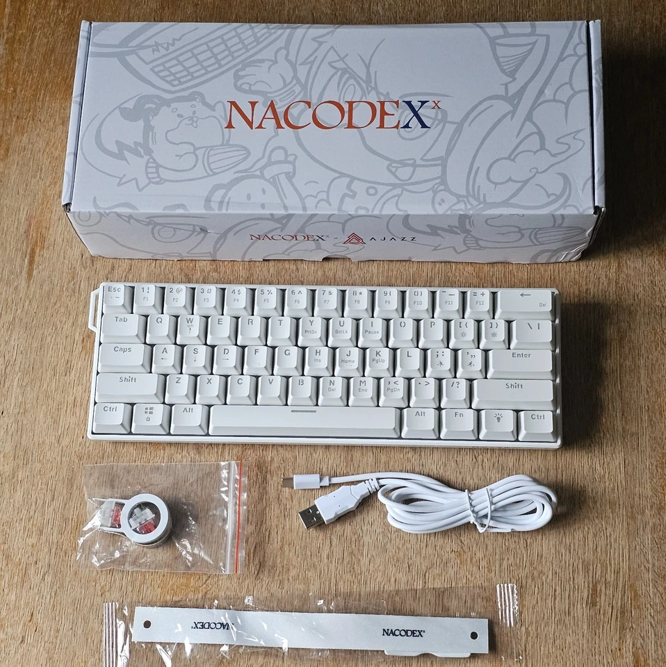 AJAZZ NK61 Mini 60% Wired Mechanical Keyboard, Red Switches, White, Box Damaged - Image 1 of 4