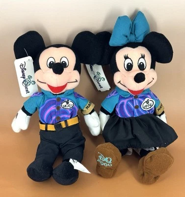 Disney Quest Store NAVIGATOR MICKEY & MINNIE MOUSE 9” bolsas de frijoles como nuevas con etiquetas Foto 1 de 4
