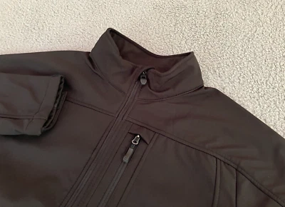 FREE COUNTRY Coat Jacket Mens LARGE Black SoftShell Full Zip Fleece Lined Pocket - Image 1 of 4