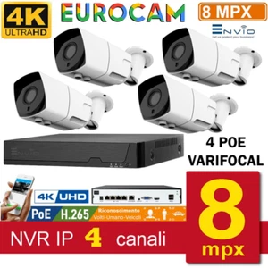 KIT VIDEOSORVEGLIANZA POE DVR 6 CANALI 8MPX + 4 TELECAMERE VARIFOCAL 4X POE - Foto 1 di 2