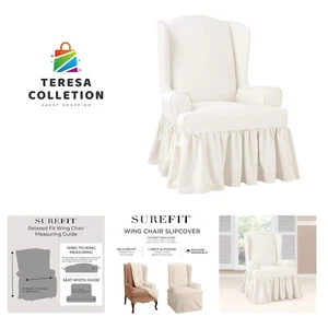 Essential Twill Parent Listing Wing Chair, White - Picture 1 of 10
