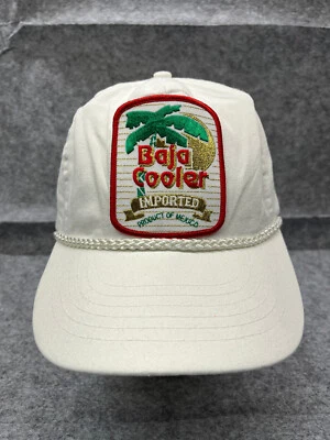 DE COLECCIÓN Baja Cooler Sombrero Correa Trasera Adulto Talla Única Blanco Cerveza México Cuerda Años 90 Foto 1 de 4