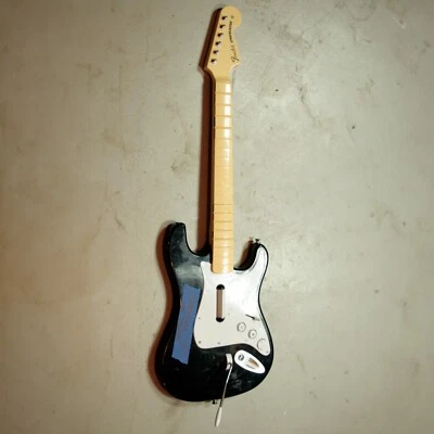 Harmonix Rock Band Guitar Wii Fender Stratocaster Black FOR PARTS REPAIR AS IS - Image 1 of 4