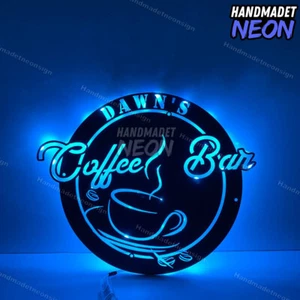 Maßgeschneiderte Cocktail und Kaffee Bar Metall Wandkunst LED Licht - Bild 1 von 3