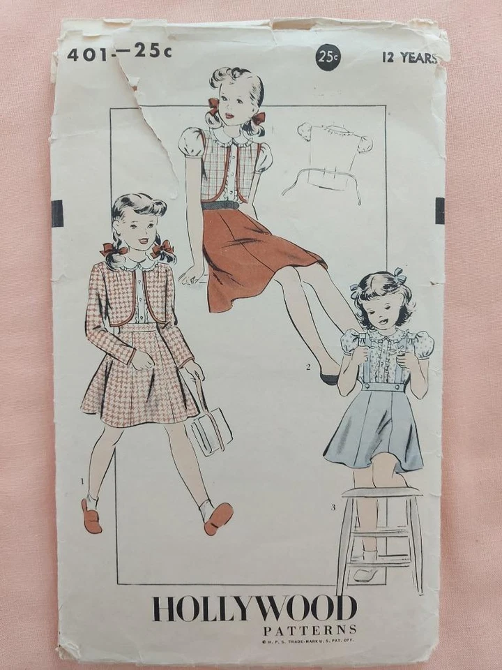 Hollywood Patterns 401 Vintage Child's Bolero Suit & Blouse Pattern Size 12 - Image 1 of 2