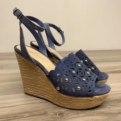 Marc Fisher. Women's Espadrille Platform Wedge Heel Sandals US 9 M Blue Studded - Image 1 of 4