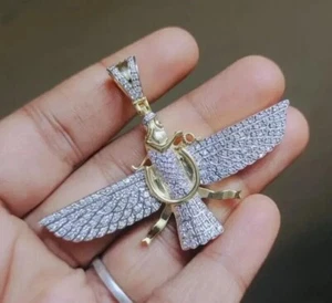 1.60Ct Round Moissanite Persian Empire Pendent 14K Yellow Gold Plated - Picture 1 of 3