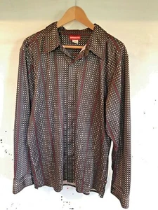 union bay mens size L poly red white black dots long sleeve button Vintage - Picture 1 of 3