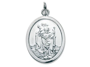 SAINT CHRISTOPHE PENDENTIF MEDAILLE OVALE ARGENT 925°/°° COLLIER - Picture 1 of 7