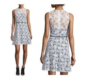 CAROLINA HERRERA sheer yoke lace dress sz 12 NWT - Picture 1 of 5