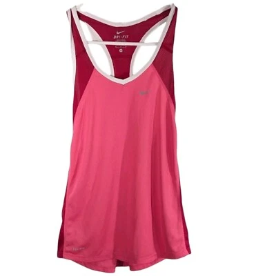 Nike Pink Burgundy Racerback Tank Top Womens Medium Dri-Fit Maroon Light Red - Image 1 of 4