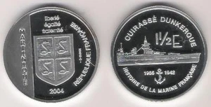 Rare 2004 French Martinique Large Silver Proof 1.5 euro Essai- Navy Ship - Picture 1 of 1