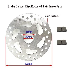 120mm Brake 2 Pads & Disc Rotor 47cc 49cc Mini Dirt Pocket Bike ATV Scooter - Foto 1 di 2
