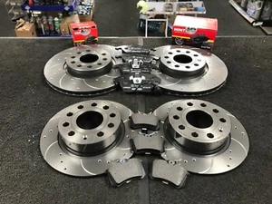 DISCHI FRENO VW SCIROCCO 2.0TSI CROSS FORATI SCANALATI ANTERIORI POSTERIORI PASTIGLIE MINTEX - Foto 1 di 3