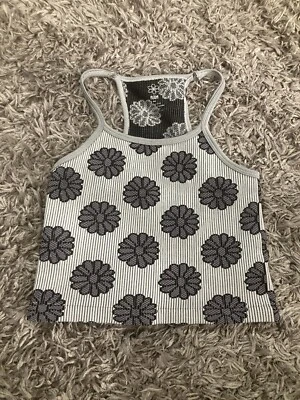 Aura Racerback Spaghetti Strap Flora Grey Tank Top Sixe XS Stretch Comfort - Image 1 of 3