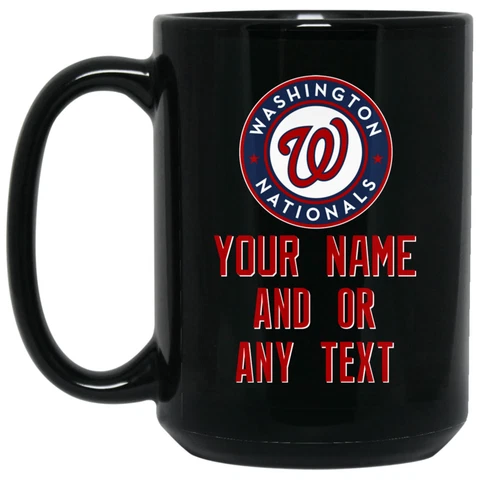 Custom Personalized Washington Nationals Black 15 oz Ceramic Coffee Mug Cup Cover