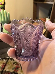 Vintage IMPERIAL Glass Purple Amethyst Daisy and Button Toothpick Holder - Picture 1 of 3