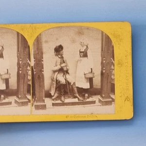 Paris Ausstellung Stereoview um 1867 Echtfoto Frankreich schwedische Tracht - Bild 1 von 3