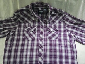 Mens Wrangler Western Pearl Snap Shortsleeve Shirt. 2XL/XXG/TTG. Purple Plaid. - Picture 1 of 10
