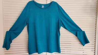 Top deportivo manga larga verde azulado para mujer Athletic Works L (12-14) Foto 1 de 4