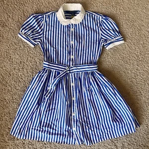 Ralph Lauren Belted Striped Cotton Poplin Girls Shirtdress Size 6X Out of Stock  - Picture 1 of 9
