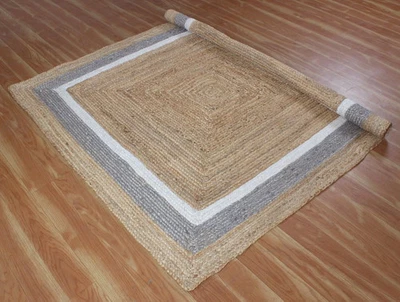Handmade Natural Jute Braided Area Rug Floor Mat Carpet Non Slip Indian Rugs Mat - Image 1 of 4