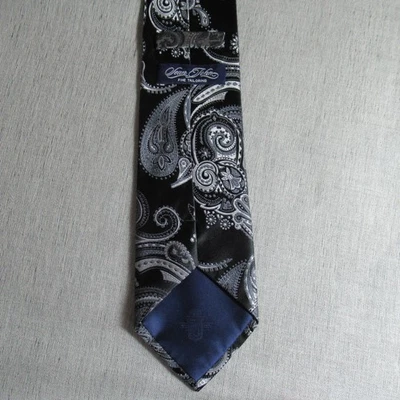 Corbata vintage Sean John negra gris cachemira 61" seda diseñador retro de lujo Foto 1 de 4