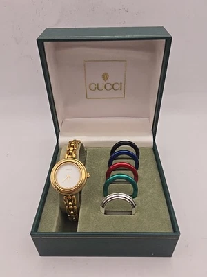 Gucci 11/12.2 Change Bezel Gold Tone 6 Colors Swiss Quartz Women's Wristwatch - Image 1 of 4