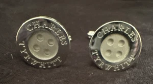 Gemelos de botón vintage de plata esterlina con sello Charles Tyrwhitt 10 g - Imagen 1 de 6