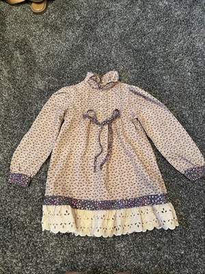 Vintage baby girl long-sleeved Floral dress,Peaches N Cream 12mo - Image 1 of 4