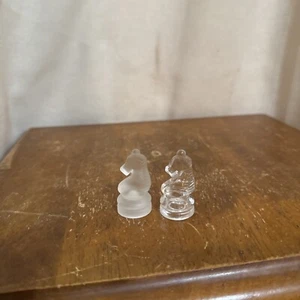 One Clear & One Frosted Knight Replacement Pieces Cardinal Glass Chess 1-3/8" - Picture 1 of 6