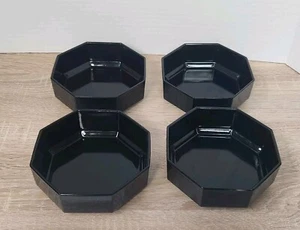 Arcoroc Octime Set Of 4 Bowls 5 6/8” Black Octagon Shaped Glass France Eclectic - Picture 1 of 6