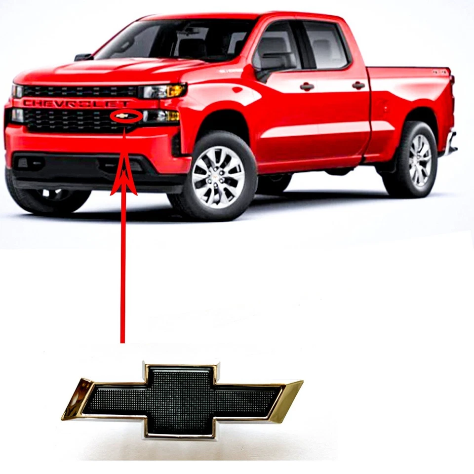 Pajarita delantera pequeña cromada negra para Chevy Silverado 1500 2500HD 3500HD 2019-2023 Foto 1 de 1