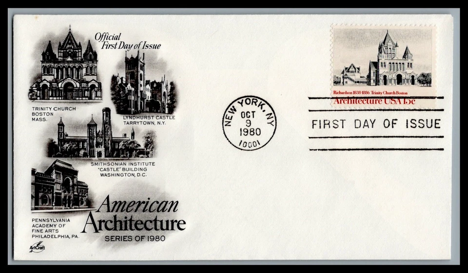 US FDC # 1840 15c American Architecture ArtCraft   1980, 9M885 - Image 1 of 1
